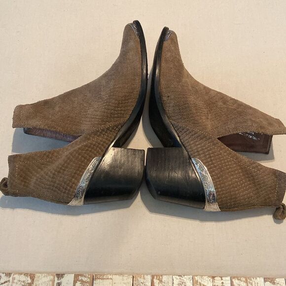 Jeffery Campbell Cromwell olive green Suede Ankle Boots silver tips size 9 - Picture 9 of 11